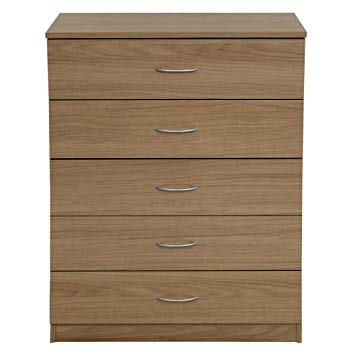 Devoted2Home Boldon Budget Bedroom Furniture with Chest of 5 Drawers, Wood, Oak Brown, 33 x 66.8 x 88.5 cm