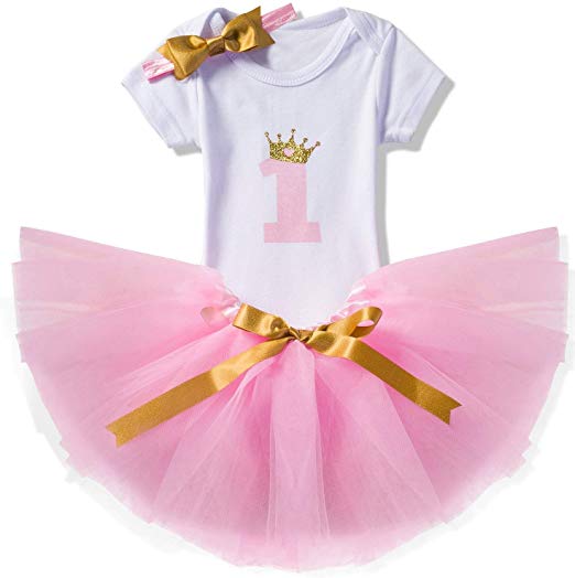 Baby Girl Dress Newborn Infant 1st Birthday Tutu Princess Dress 3 Pcs Outfits Tz01