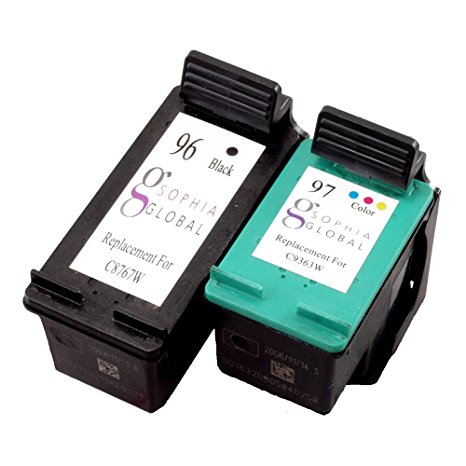Sophia Global Remanufactured Ink Cartridge Replacement for HP 96 and HP 97 (1 Black, 1 Color)