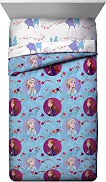 Jay Franco Disney Frozen 2 Sister Dots Twin Comforter, Blue