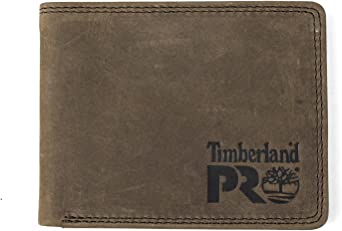 Timberland PRO Men's Slim Leather RFID Bifold Wallet with Back ID Window