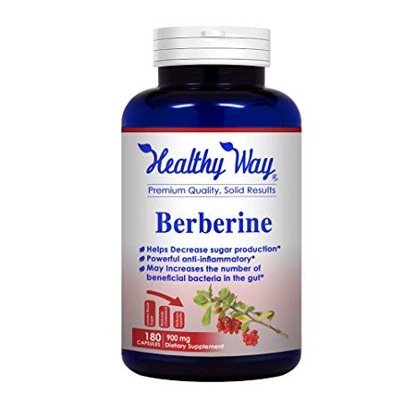 Healthy Way Pure Berberine 900mg Supplement - 180 Capsules -  Potent Extract for Healthy Blood Sugar Levels & Blood Glucose - NON-GMO USA Made 100% Money Back Guarantee