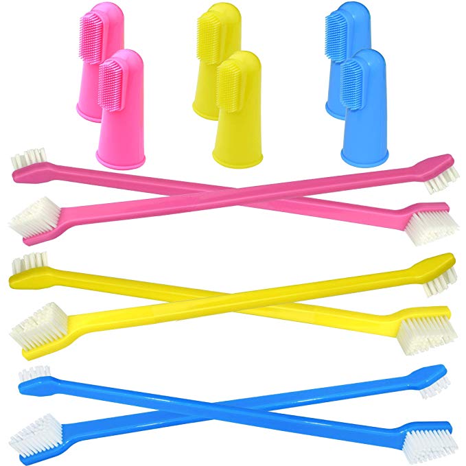 RosyLife Pet Dog Soft Toothbrush Dog Toothbrush Finger Toothbrush pet Toothbrush Small to Large Dogs (6 6-1)