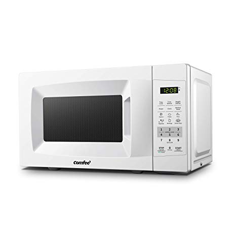 Comfee EM720CPL-PM Countertop Microwave Oven with Sound On/Off, ECO Mode and Easy One-Touch Buttons 0.7Cu.Ft/700W Pearl White