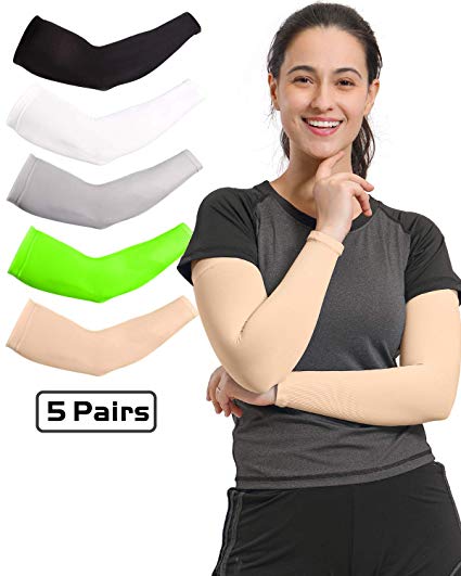 Arm Sleeves for Men Women 3 Pairs/ 5 Pairs UV Protection Sun Sleeves to Cover Arms Cycling Driving Golf Running