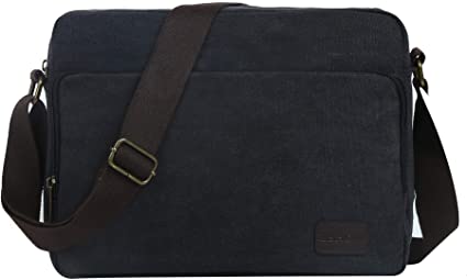 Eshow Men Messenger Bag Canvas Shoulder Laptop Bag for Men 14 inch Tablet Messenger Briefcase Work MacBook Pro Crossbody Bag Satchel for Casual Business School Travelling