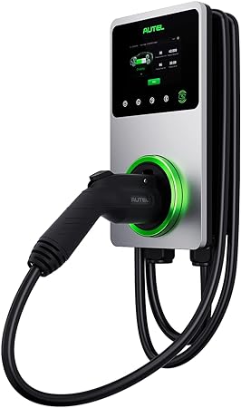 Autel Home Smart Electric Vehicle (EV) Charger, 50 Amp Level 2 Wi-Fi and Bluetooth Enabled EVSE 4G Touch Screen, with in-Body Holster and 25-Foot Cable Silver