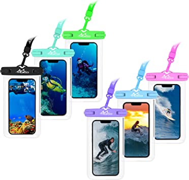 MoKo Universal Waterproof Phone Pouch 6Pack, IPX8 Phone Case Dry Bag Compatible with iPhone 14 13 12 11 Pro Max, XS Max/XR/SE 3, Galaxy S21 Ultra, Note 10 Plus/20 Ultra