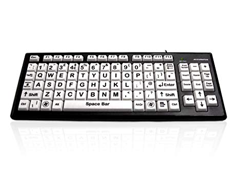Accuratus Monster 2 - USB High Contrast Keyboard with Extra Large keys and 2 Port USB Hub