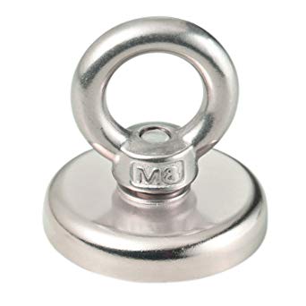 Aitsite 165 LB Pulling Force Round Neodymium Magnet with Countersunk Hole and Eyebolt, Diameter 1.89INCH(48MM) For Multi-Purpose (Njd48)
