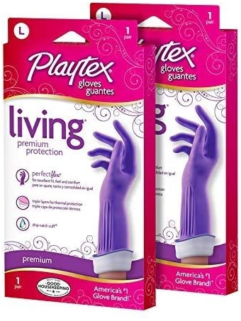 Playtex Living Reuseable Rubber Cleaning Gloves, Large (Pack - 2)