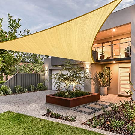 Artpuch Sun Shade Sail 10' x 10' x 14' Triangle Sand UV Block for Shelter Canopy Patio Garden Outdoor Facility and Activities