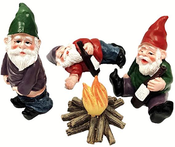 4pcs Fairy Garden Accessories Collectible Figurines Miniature Gardening Gnomes Figurines Ornaments My Little Friend Gnome-Drunk Gnome Kit offor Fairy Garden