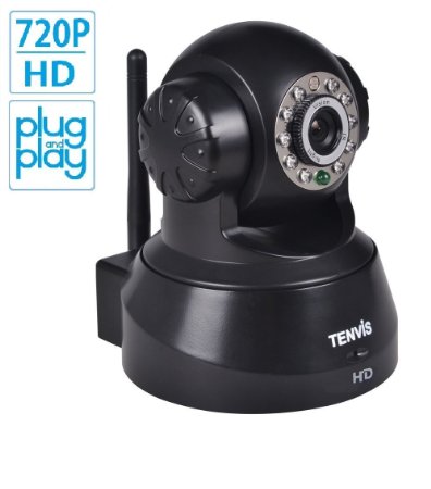 TENVIS JPT3815W HD H.264 720P P2P IP Surveillance Camera (Black)