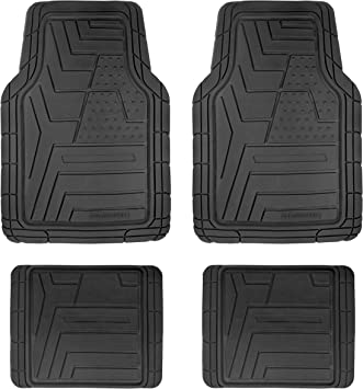 BELL HOWELL, Heavy Duty 4 Pack Car Mats, All Weather Floor Rubber Mat for SUVs, Cars, and Trucks, Custom Trim, Super Easy to Clean