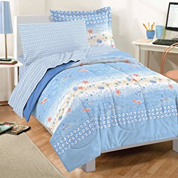 Dream Factory Casual Beach Stripe Comforter Set, Twin, Blue