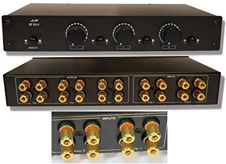 2 Amp x 3 Pair Speaker Selector Switch Switcher Volume Control, Commercial Grade Brass Jacks