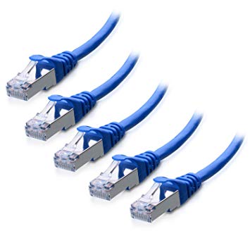 Cable Matters 5-Pack Snagless Cat 6a / Cat6a (SSTP/SFTP) Shielded Ethernet Cable in Blue 7 Feet - Available 1FT - 200FT in Length