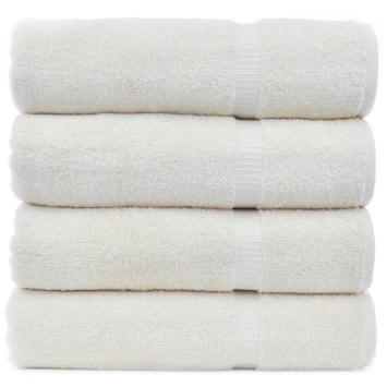 Luxury Hotel & Spa Towel 100% Genuine Turkish Cotton Bath Towels - Beige - Dobby Border - Set of 4