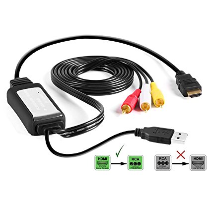 HDMI to RCA Cable – Hassle Free - Converts Digital HDMI signal to Analog RCA/AV – Works w/ TV/HDTV/XBOX 360/PC/DVD & More – All-In-One Converter Cable Saves You Money - HDMI to AV Converter