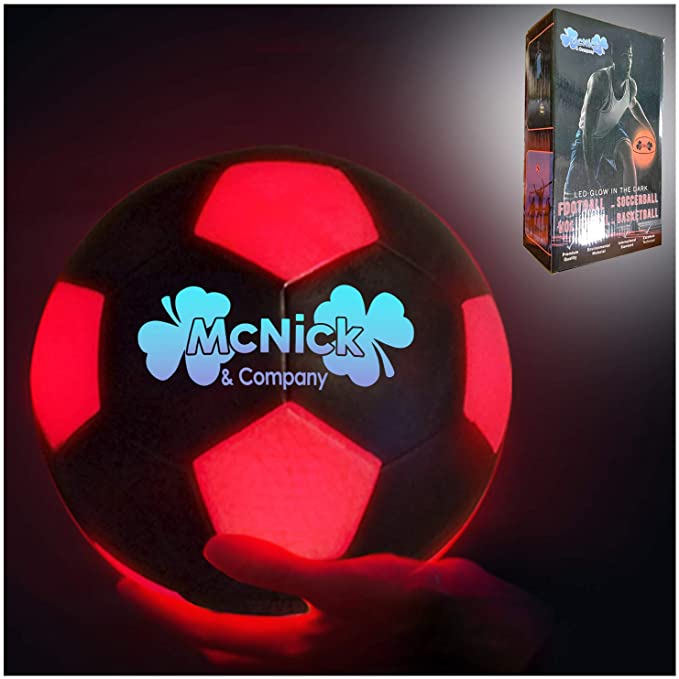 Glow in The Dark Soccer Ball - LED Light Up Outdoor Soccer Ball Official Size - Pre-Installed 100 Hour Battery Included