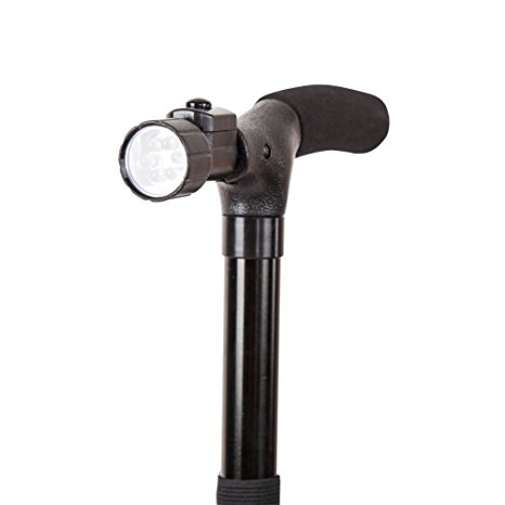 Tekmun Hand-held Cane with Adjustable LED Guide Light and Floor-Protective Rubber