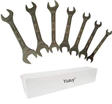 Yuauy 3mm Thickness 7 PCs Double Ended 8 mm to 21mm Cone Wrench Bike Bicycle Spanner Cycling Tool Kit Multi Set Much Stronger Chromeplated