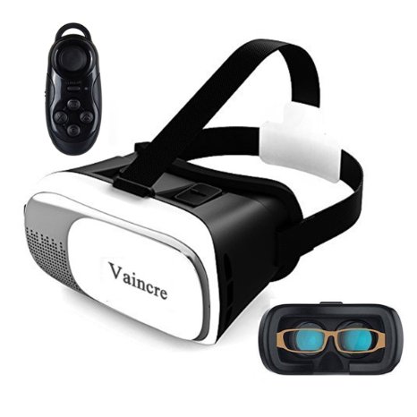Vaincre Virtual Reality Headset 3D Video Movie Glasses Googles wController for iPhone Samsung Moto LG Nexus HTC Adjustable Focal Pupil Distance for different Eye degrees