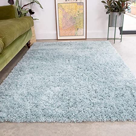 Duck Egg Thick Shaggy Rug Duckegg Blue Plush Affordable Super Soft Fluffy Shag Rugs Living Room Area Bedroom 80cm x 150cm