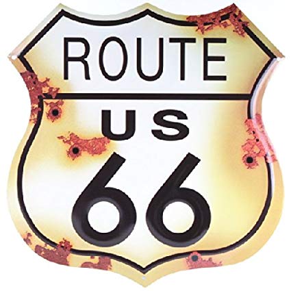Collectible Badges Route 66 Distressed Look Tin Sign