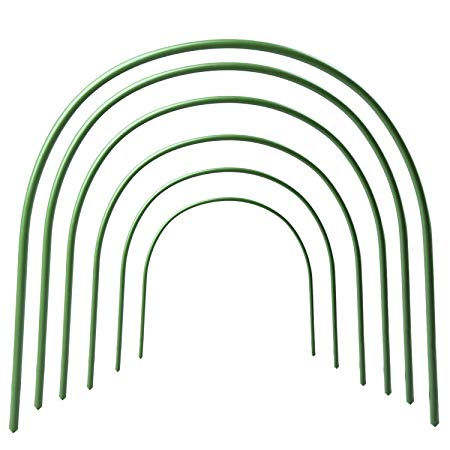 Greenhouse Hoops Rust-free Grow Tunnel 4ft Long Steel with Plastic Coated Support Hoops for Greenhouse, 6 Pack
