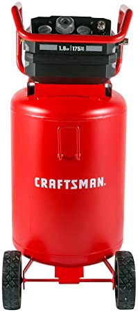 Craftsman Air Compressor, Max 175 Psi 20 Gallon 1.8 HP Heavy Duty Compressor Oil-Free, 145-175 Psi Range, 4 CFM@90psi Electric Air Compressor, Red- CMXECXA0232043