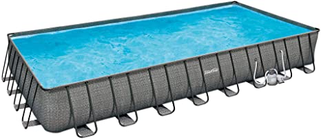 Summer Waves 32ft x 16ft x 52in Above Ground Outdoor Rectangle Frame Swimming Pool Set with Sand Filter Pump, Pool Cover, Ladder, and Ground Cloth