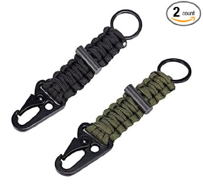 2 Pack Firestarter Paracord Survival Keychain Lanyard Carabiner- Best Survival Gear Gift For Father Day, Boy and Girl Scouts, Avid Outdoor Lovers - Military Grade Type III 7 Strand 550 Lb Test Cord