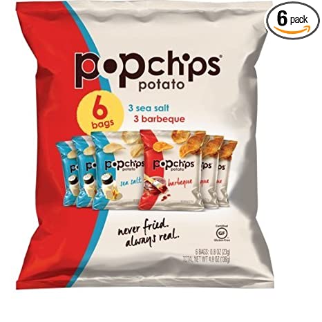 Popchips Variety Single Serve 6 Pack Chip, 4.8 oz