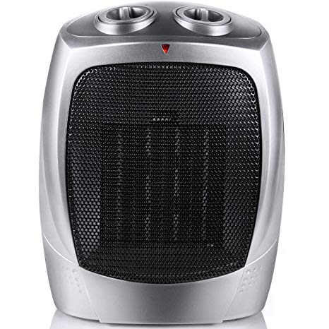Ceramic Space Heater 750W/1500W ETL Listed Portable Electric Heater with Adjustable Thermostat, Normal Fan and Safety Tip Over Switch