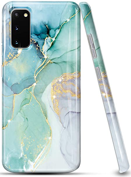 LUOLNH Galaxy S20 Case,Samsung Galaxy S20 Marble Case,Shiny Design Shockproof Flexible Soft Silicone Rubber TPU Bumper Cover Skin Case for Samsung Galaxy S20 -Mint