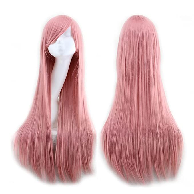AKStore Wigs 32" 80cm Long Straight Anime Fashion Women's Cosplay Wig Party Wig With Free Wig Cap(Pink)