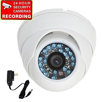 VideoSecu Dome Security Camera 600TVL Built-in 1/3" SONY CCD Outdoor Day Night Vision Vandal Proof IR Infrared 3.6mm Wide Angle Lens for Home CCTV DVR Surveillance System with Power Supply 1Z2