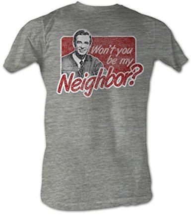 Mr. Mister Rogers T-shirt Neighbor Adult Grey Heather Tee Shirt