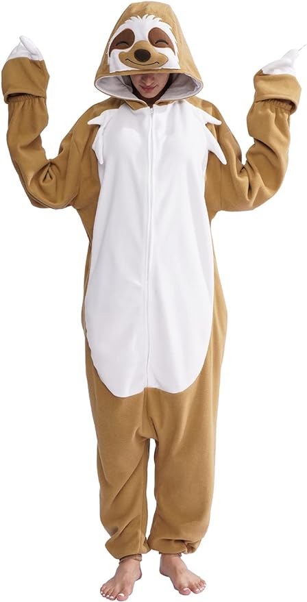 Adult Sloth Onesie Pajamas Cosplay Animal Homewear Sleepwear Jumpsuit Costume for Women Men