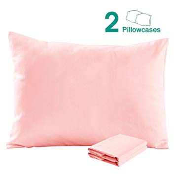 100% Cotton Sateen Toddler Pillowcases Set of 2, Soft and Cozy, 13"x 18", Coral Pink by NTBAY