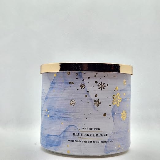 Bath & Body Works, White Barn 3-Wick Candle w/Essential Oils - 14.5 oz - 2022 Spring Scents (Blue Sky Breeze)