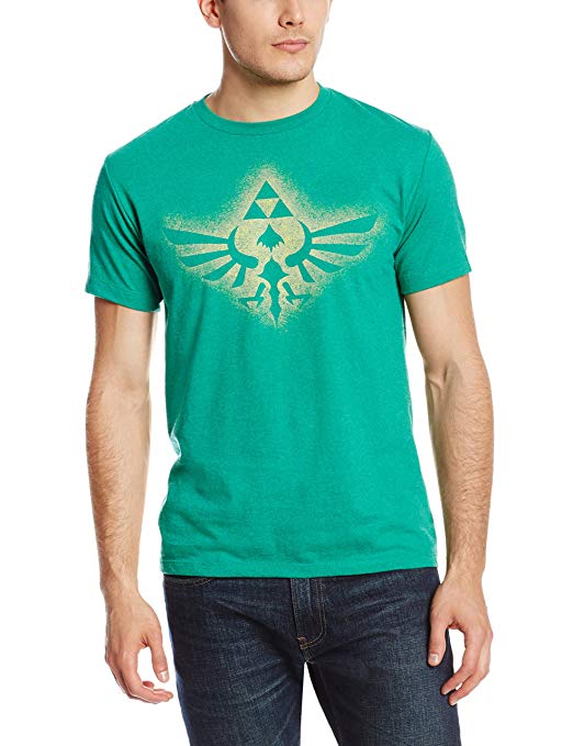 Nintendo Men's Soaring Triforce T-Shirt, Kelly Heather, Large