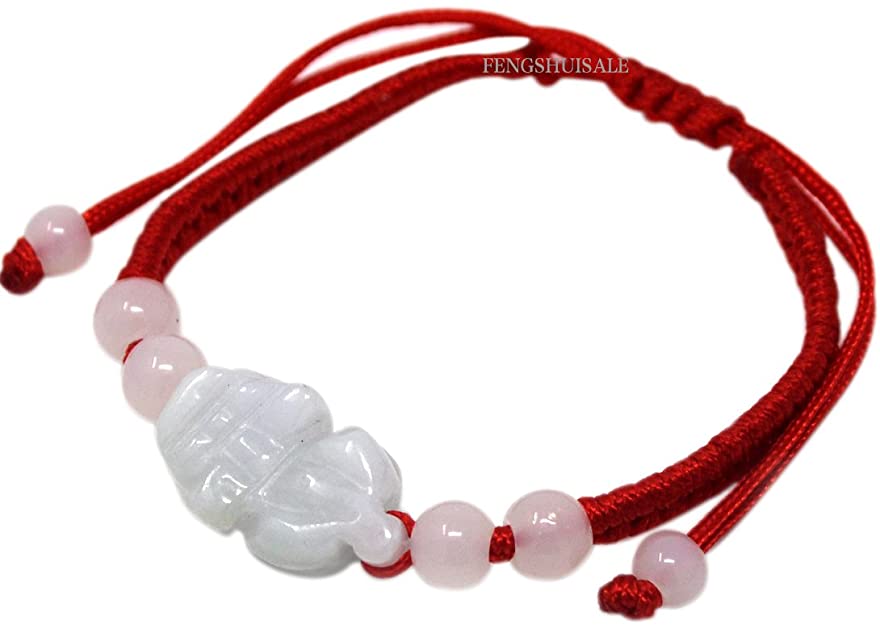 Feng Shui Kabbalah Red String Bracelet W Jade Pi Xiu/Piyao for Good Health&Wealth   One Free Red String Bracelet SKU:H2038
