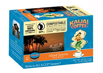 Kauai Coffee, Island Sunrise Medium Roast, Single Serve Coffee Cups, 12 Count