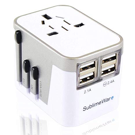 Power Plug Adapter - International Travel - w/4 USB Ports Work for 150  Countries - 220 Volt Adapter - Travel Adapter Type C Type A Type G Type I f for UK Japan China EU Europe European by SublimeWare
