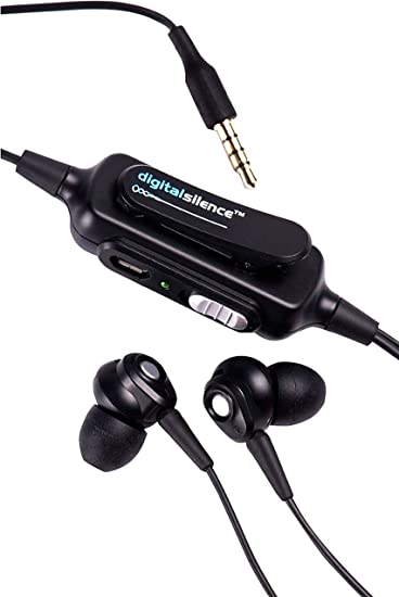 Digital Silence DS101A Noise Cancelling Earphones / Headphones with Mic (Black)