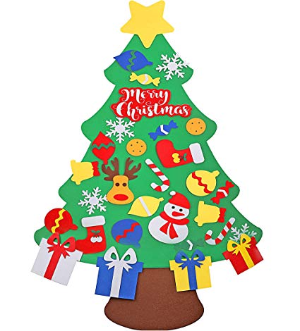 Woods World 3.78ft DIY Felt Christmas Tree Set 30 pcs with Detachable Ornaments - Wall Hanging Xmas Gifts for Christmas Decorations