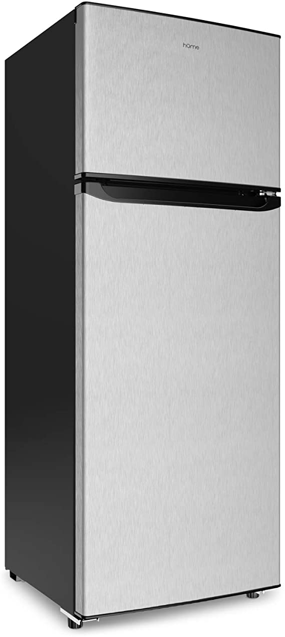 hOmeLabs 7.6 cu. ft. Refrigerator with Freezer - Energy Star Certified, Stainless Steel, Adjustable Glass Shelves - Ideal for Home, Office, Dorms and Apartments